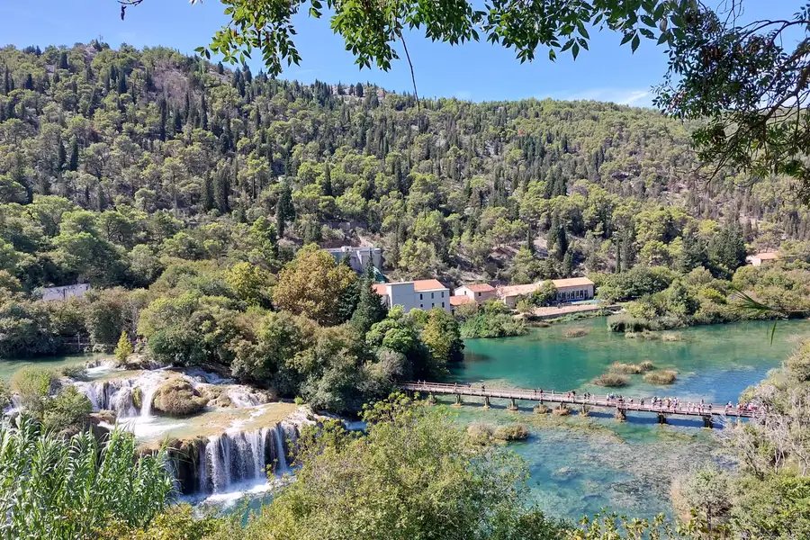 Panorama of the waterfalls at Skradinski Buk in Krka National Park