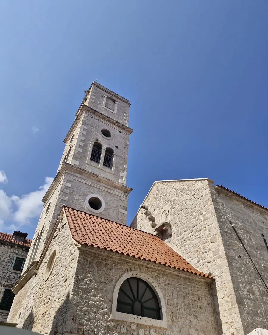 Stone bell tower seen on the Šibenik Old Town walking tour